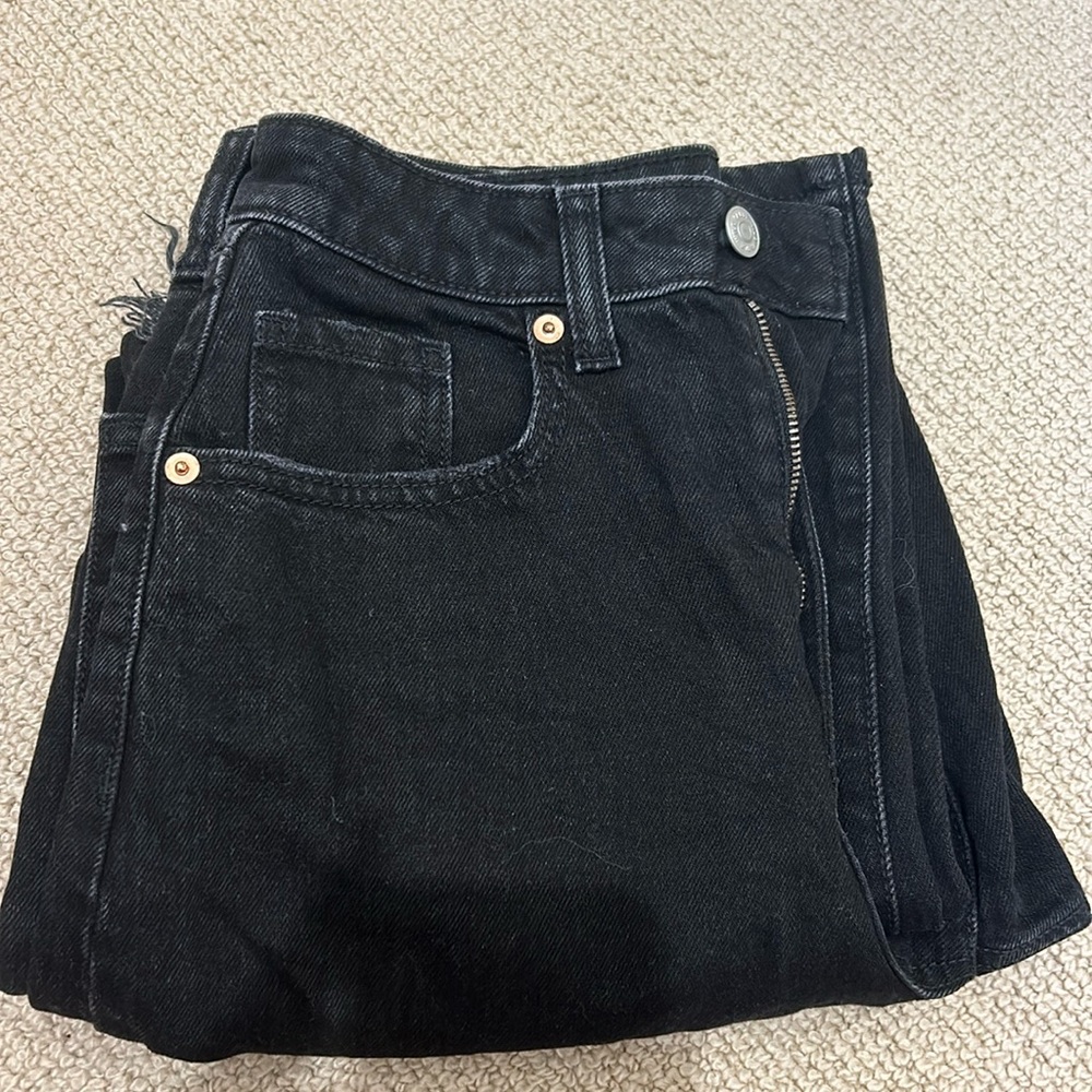 Black, high-rise, baggy jeans